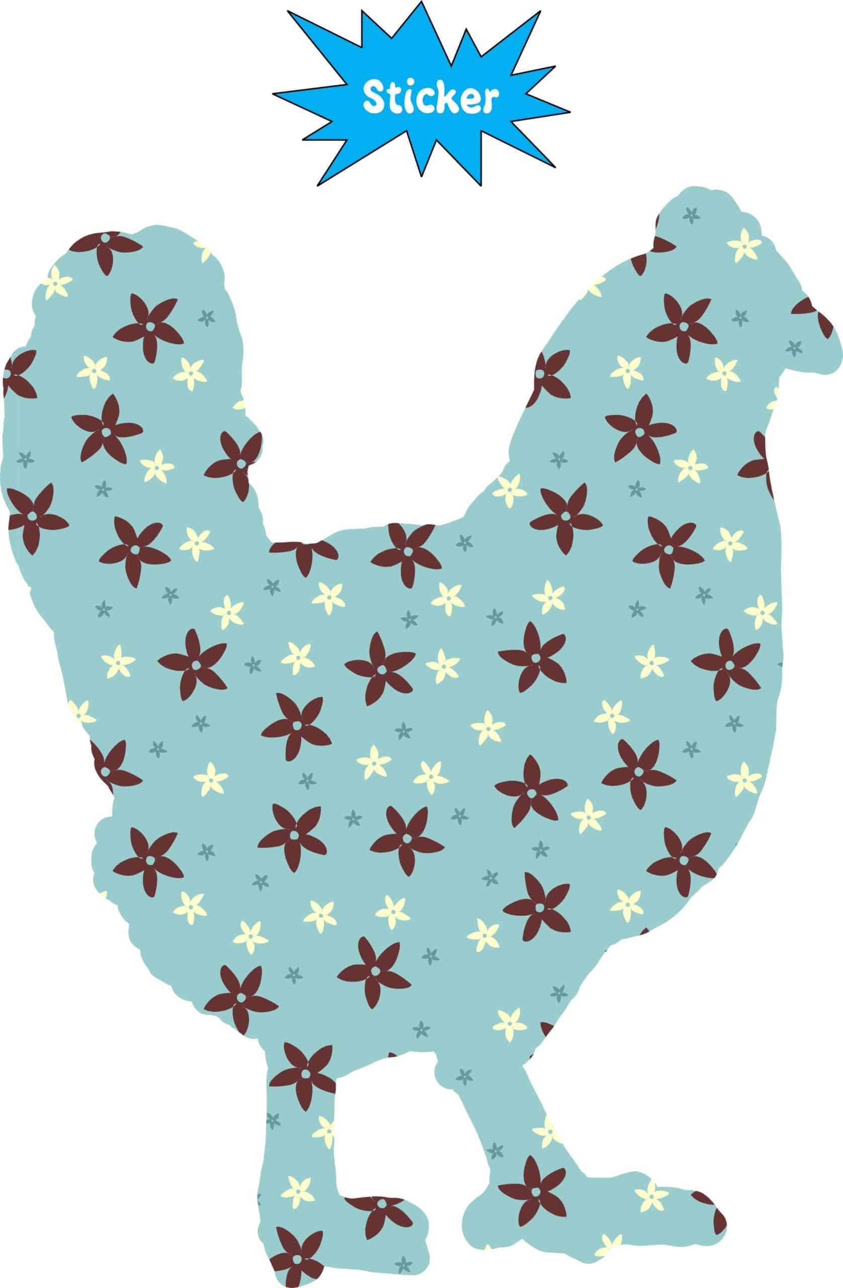StickerTalk Blue Floral Chicken Vinyl Sticker, 5 inches x 3.75 i - Image 2