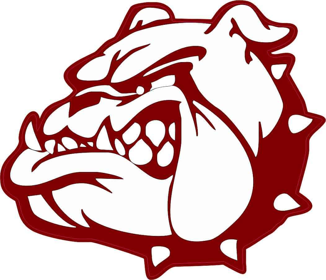 StickerTalk Left Facing Maroon Bulldog Mascot Vinyl Sticker, 3.5