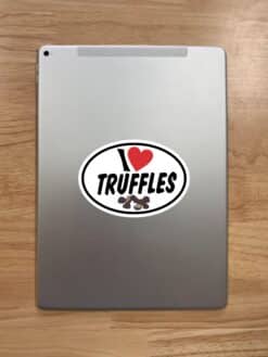 StickerTalk Oval I Love Truffles Vinyl Sticker, 5 inches x 3 inches