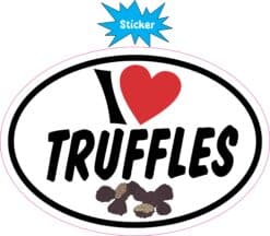 StickerTalk Oval I Love Truffles Vinyl Sticker, 5 inches x 3 inches