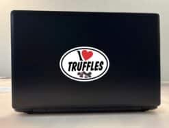 StickerTalk Oval I Love Truffles Vinyl Sticker, 5 inches x 3 inches