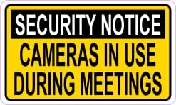 StickerTalk Cameras in Use During Meetings Magnet, 5 inches x 3 inches