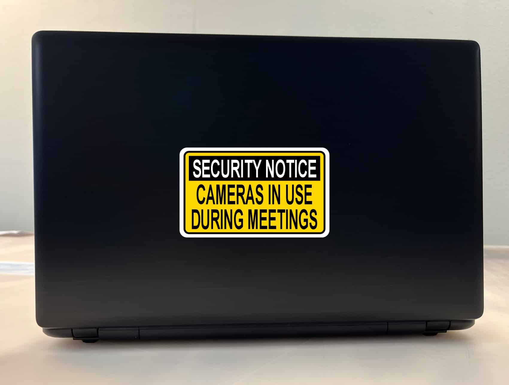 StickerTalk Cameras in Use During Meetings Vinyl Sticker, 5 inches x 3 inches - Image 3