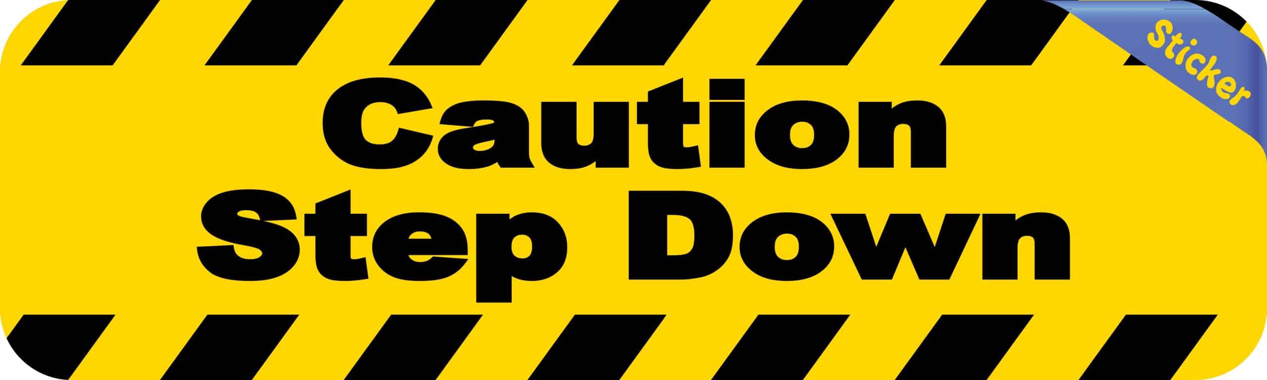 StickerTalk Caution Step Down Permanent Vinyl Sticker, 10 inches x 3 inches - Image 2