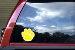 StickerTalk Yellow Paw Print Vinyl Sticker, 5 inches x 4.75 inches