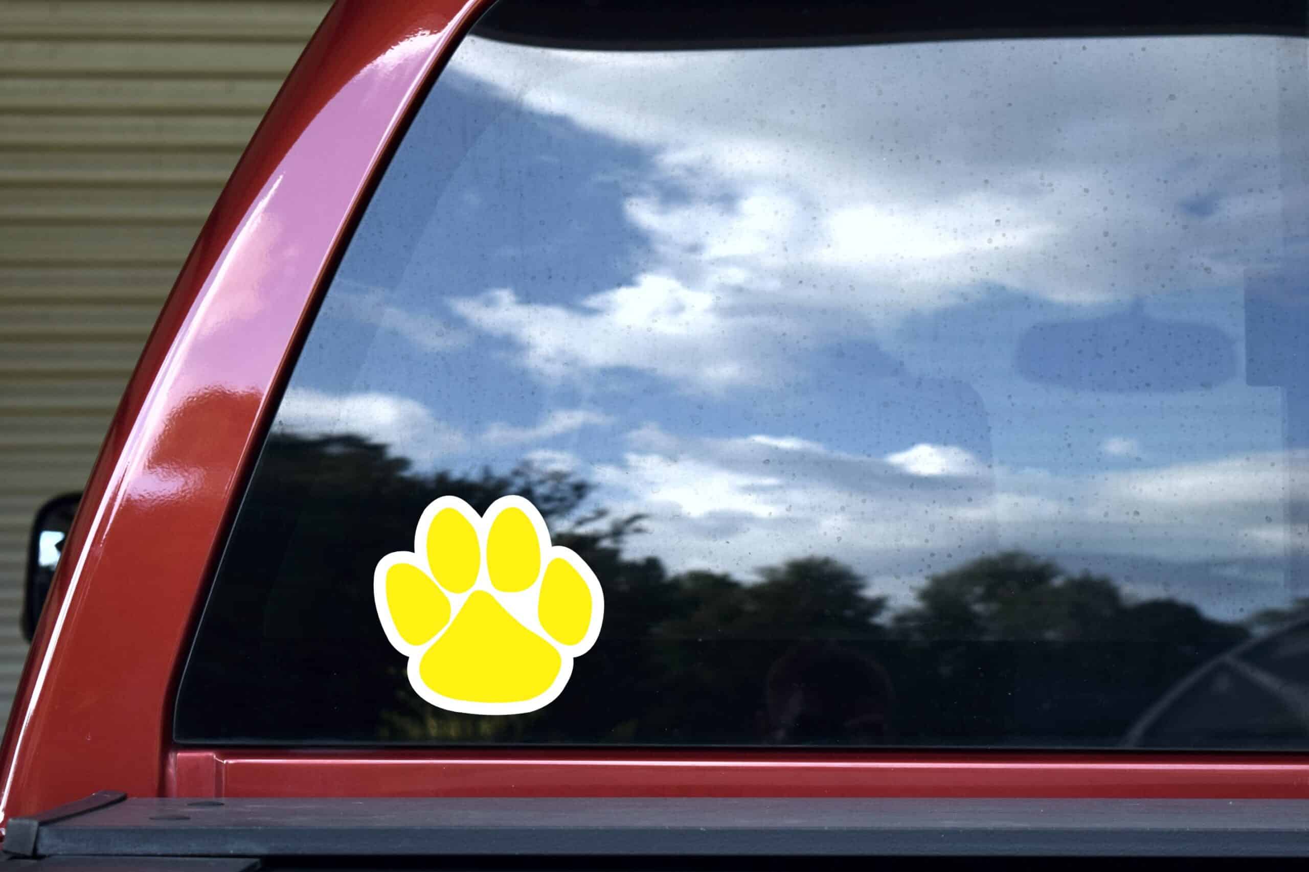 StickerTalk Yellow Paw Print Vinyl Sticker, 5 inches x 4.75 inches