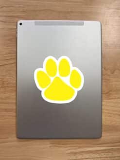 StickerTalk Yellow Paw Print Vinyl Sticker, 5 inches x 4.75 inches