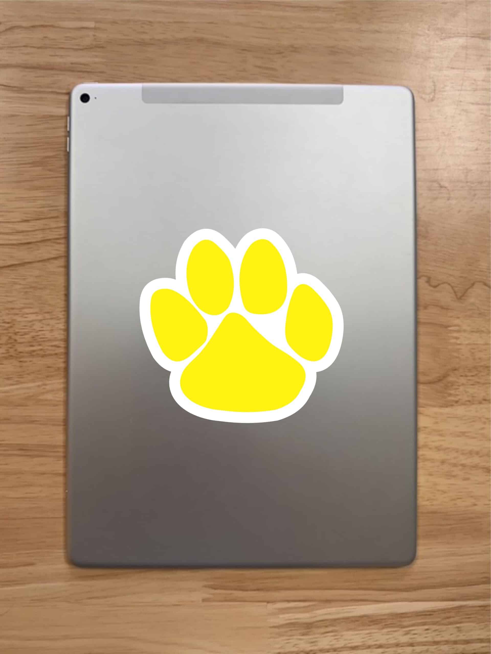 StickerTalk Yellow Paw Print Vinyl Sticker, 5 inches x 4.75 inches