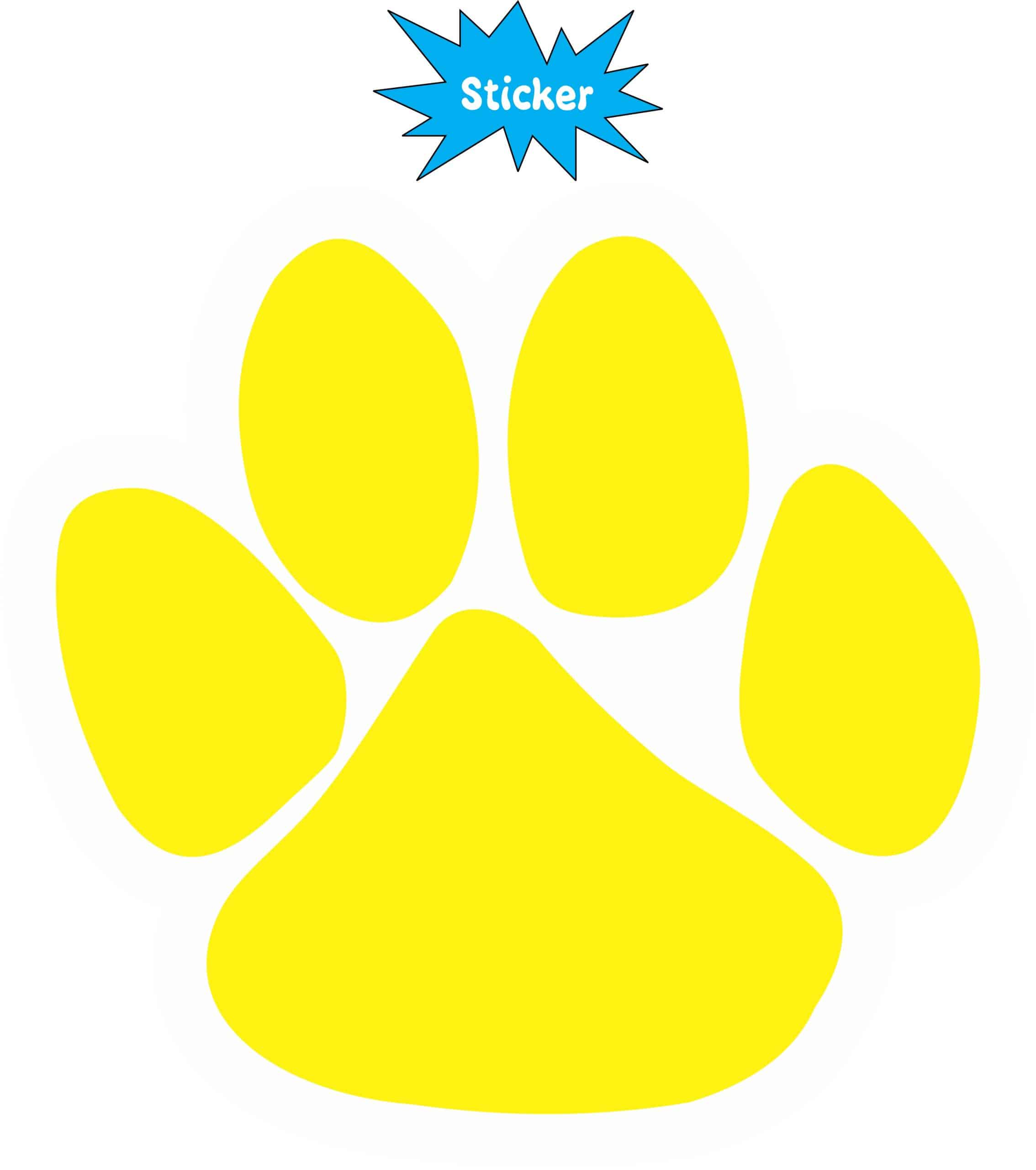 StickerTalk Yellow Paw Print Vinyl Sticker, 5 inches x 4.75 inches - Image 2