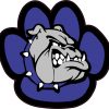 Blue Bulldog Mascot Paw Print Vinyl Sticker