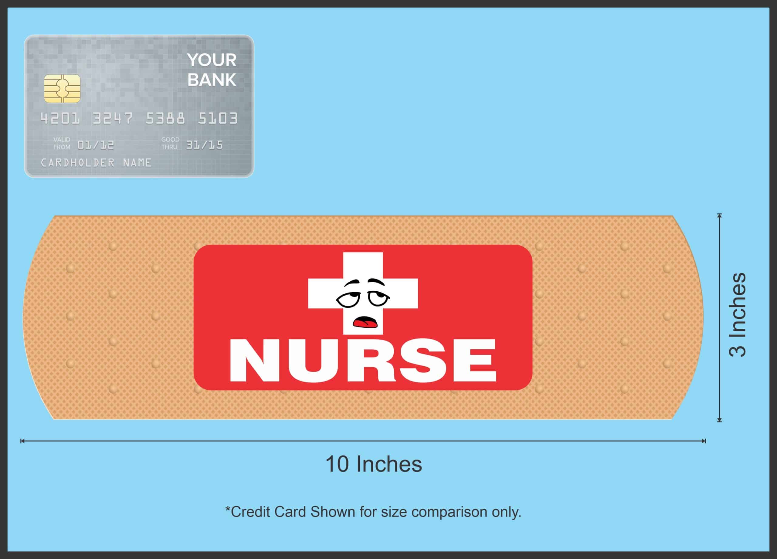StickerTalk Bandage Tired Nurse Vinyl Sticker, 10 inches by 3 inches