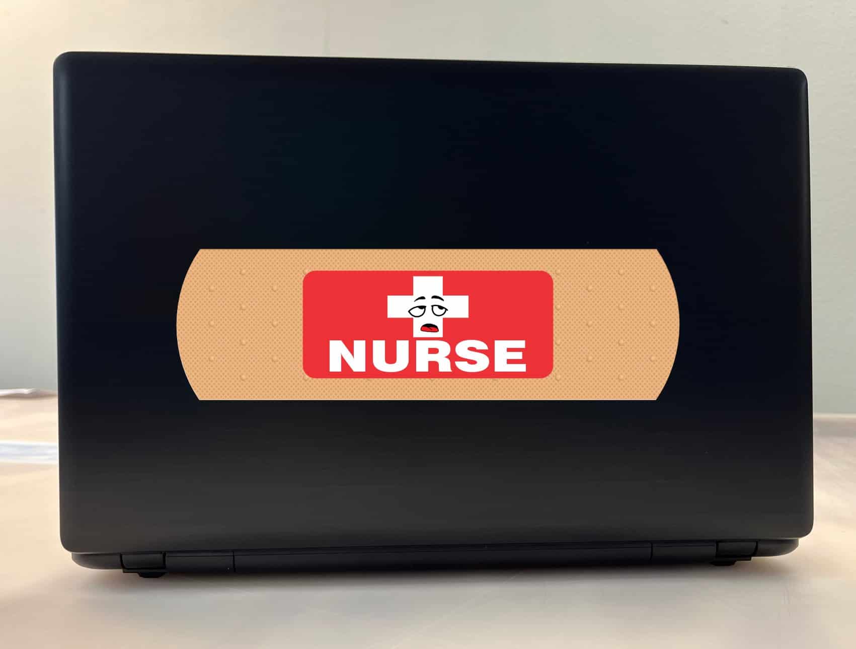 StickerTalk Bandage Tired Nurse Vinyl Sticker, 10 inches by 3 inches