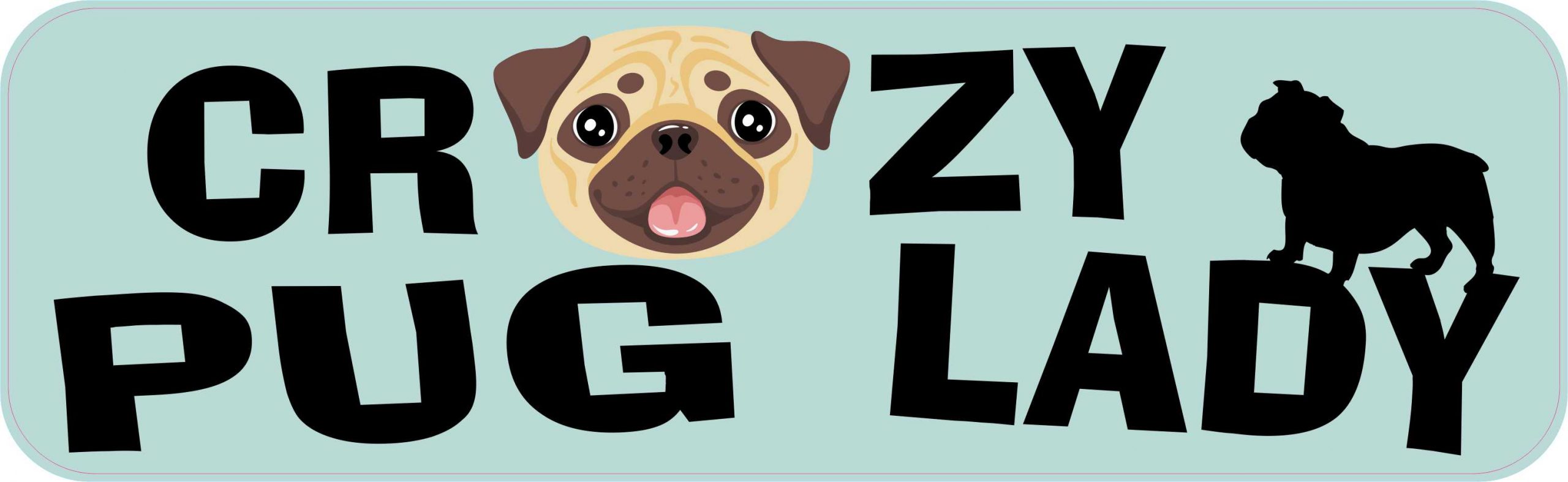 Crazy Pug Lady Vinyl Sticker
