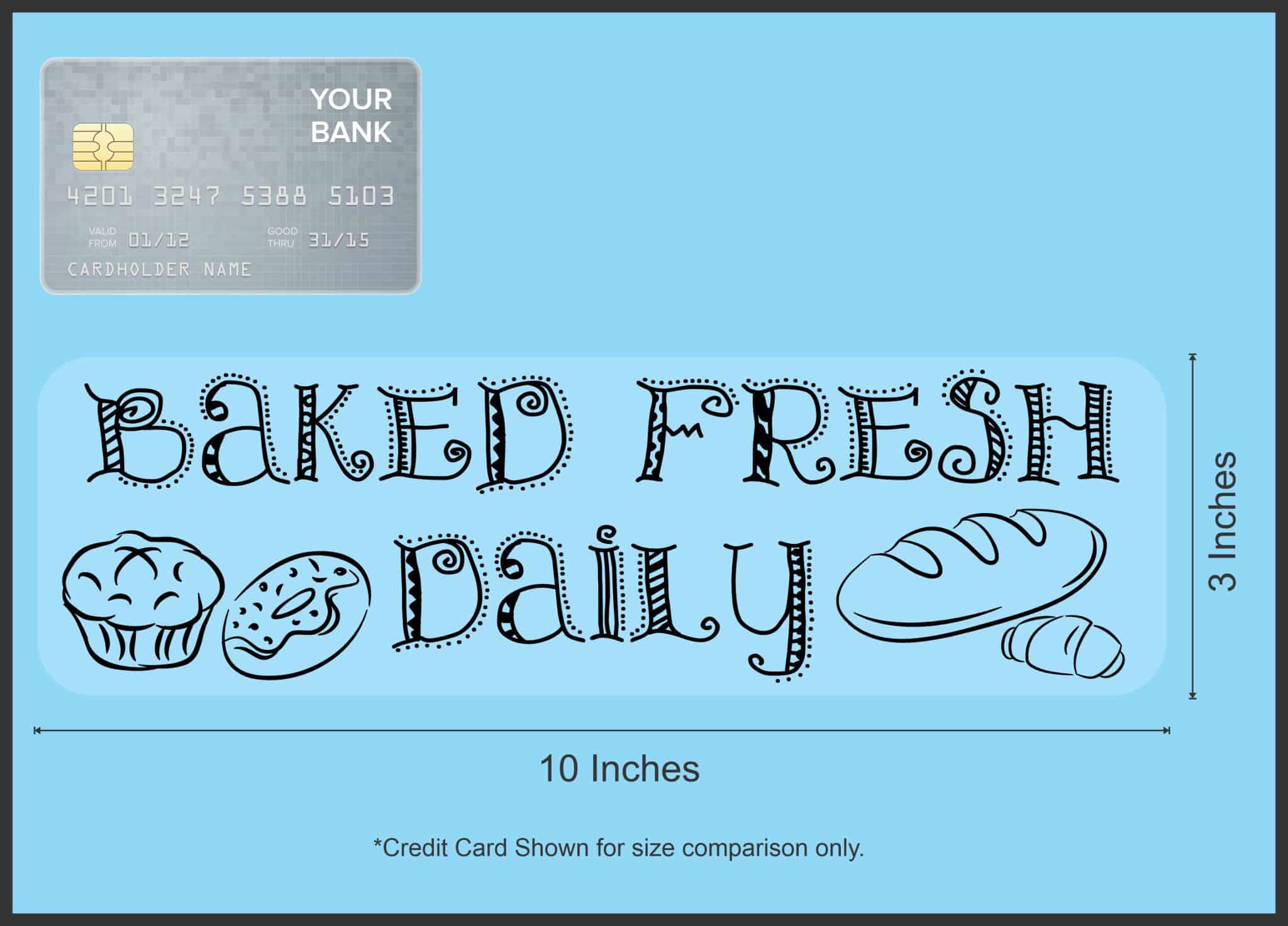 StickerTalk Blue Baked Fresh Daily Vinyl Sticker, 10 inches x 3 inches ...