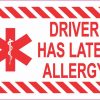 Red Driver Has Latex Allergy Vinyl Sticker