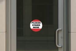 StickerTalk Please Stand Here Vinyl Sticker, 8 inches x 8 inches