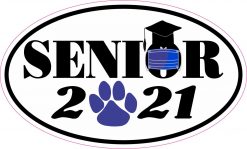Blue Paw Print Quarantined Senior 2021 Vinyl Sticker