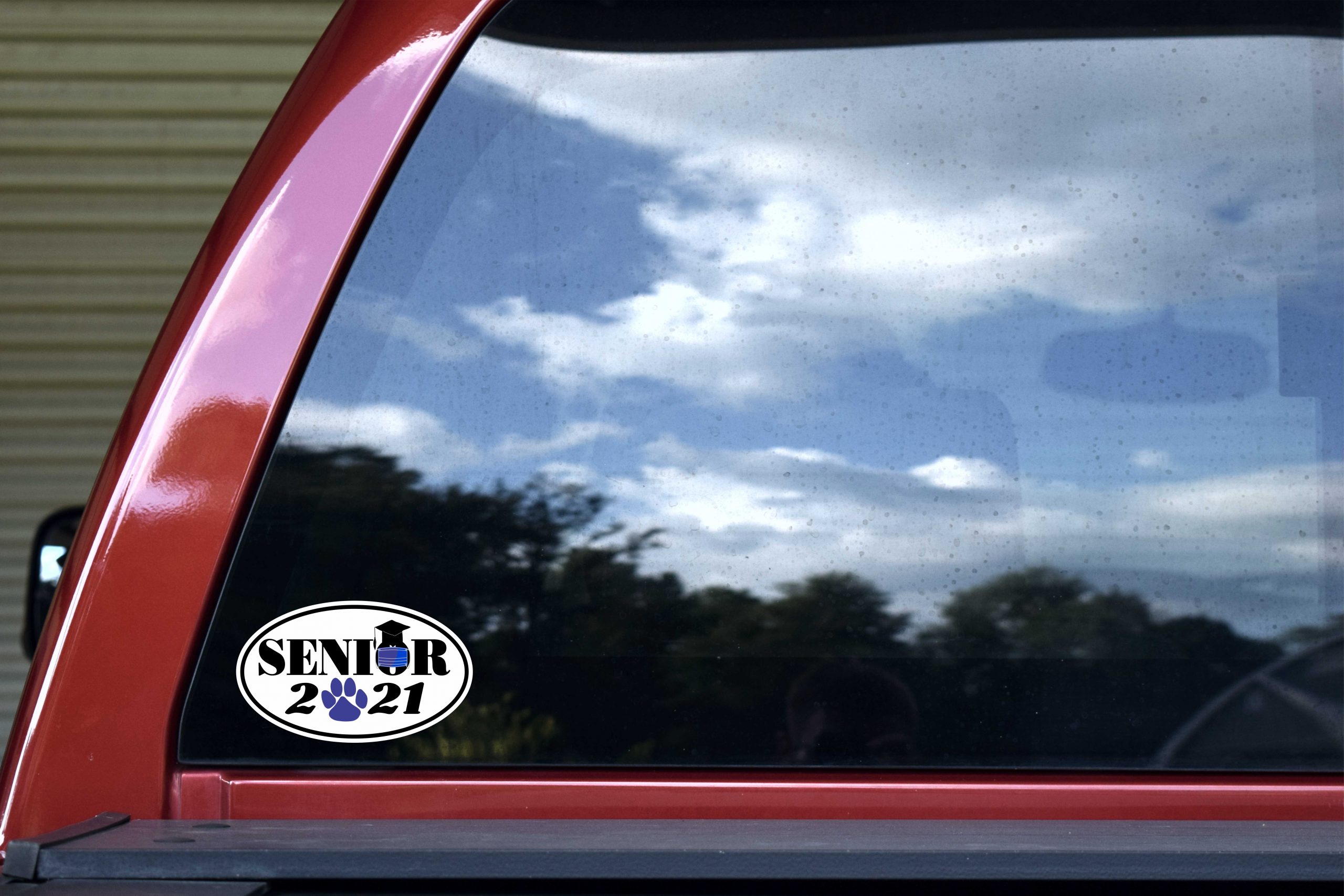 Blue Paw Print Quarantined Senior 2021 Vinyl Sticker