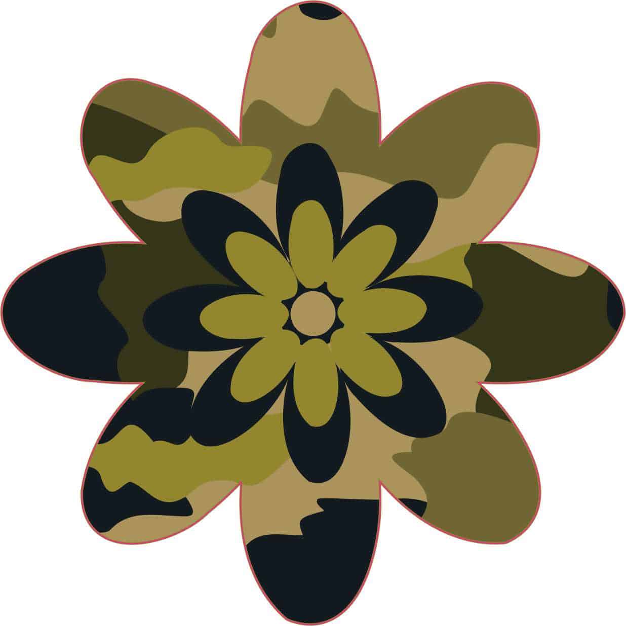 StickerTalk Camo Flower Vinyl Sticker, 4 inches x 4 inches
