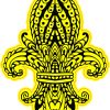 Yellow Ornate Fleur de Lis Vinyl Sticker