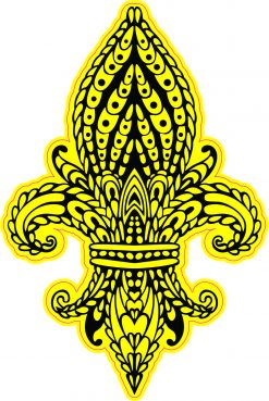 Yellow Ornate Fleur de Lis Vinyl Sticker