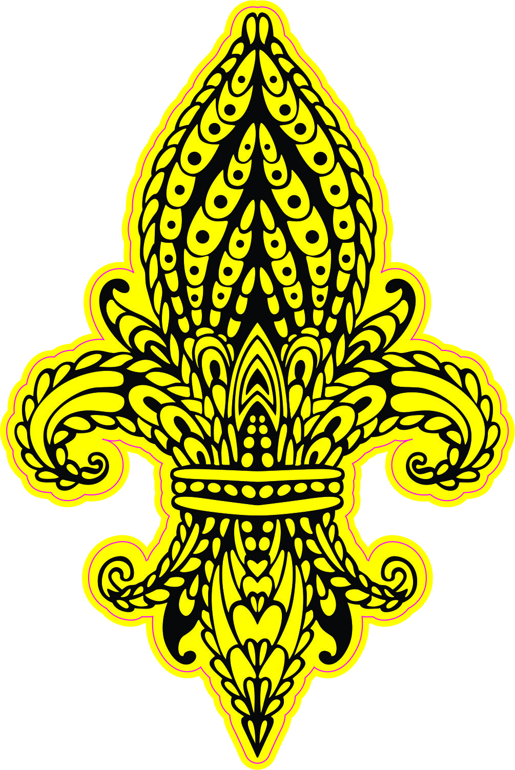 Yellow Ornate Fleur de Lis Vinyl Sticker