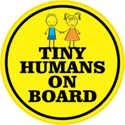 Boy Girl Tiny Humans on Board Vinyl Sticker