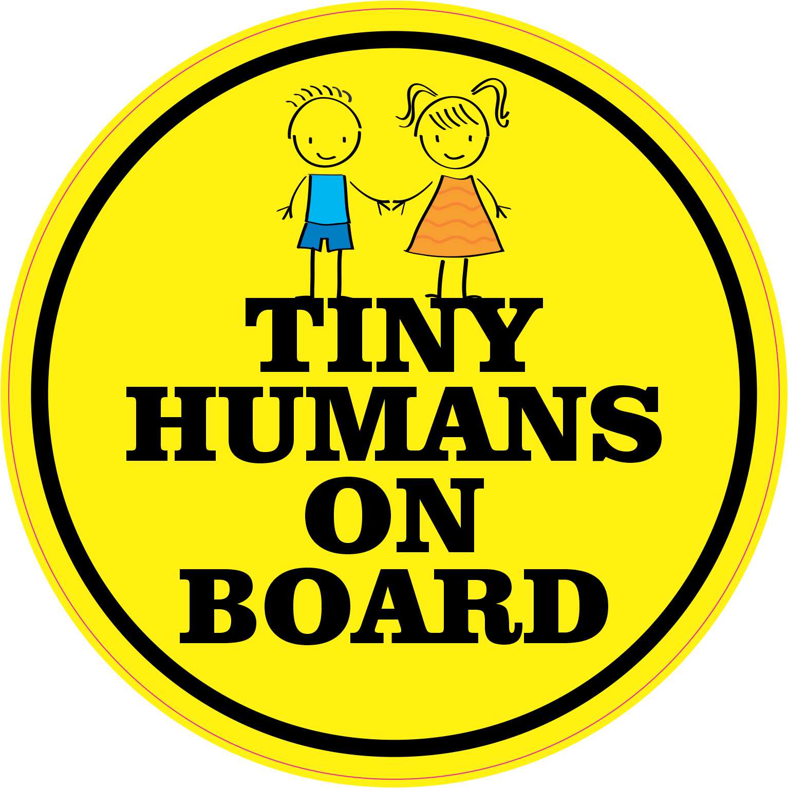 Boy Girl Tiny Humans on Board Vinyl Sticker