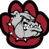Maroon Paw Print Bulldog Vinyl Sticker