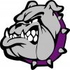 Left Facing Purple and Gray Bulldog Vinyl Sticker