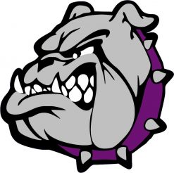 Left Facing Purple and Gray Bulldog Vinyl Sticker