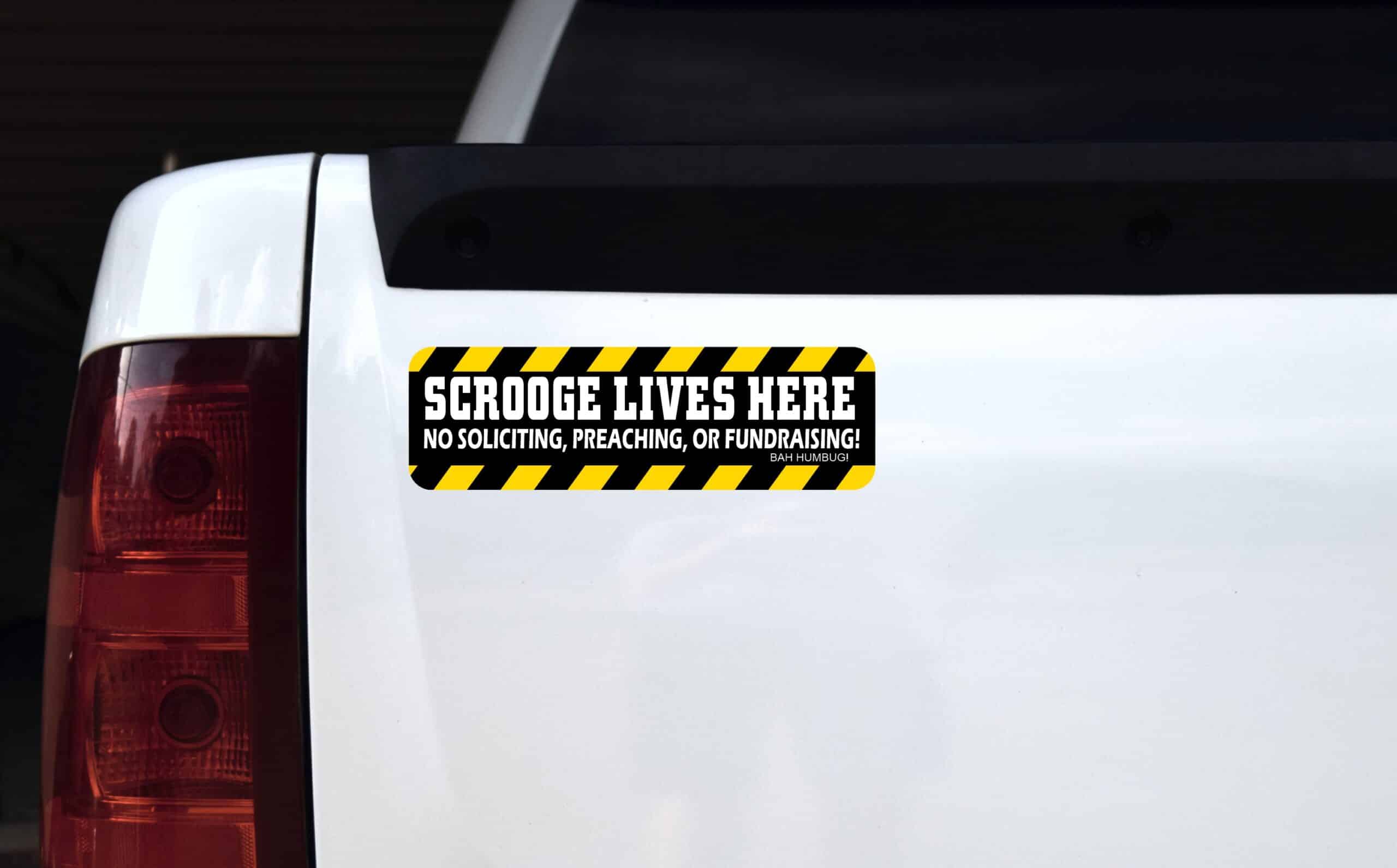 StickerTalk Scrooge Lives Here Magnet, 10 inches x 3 inches