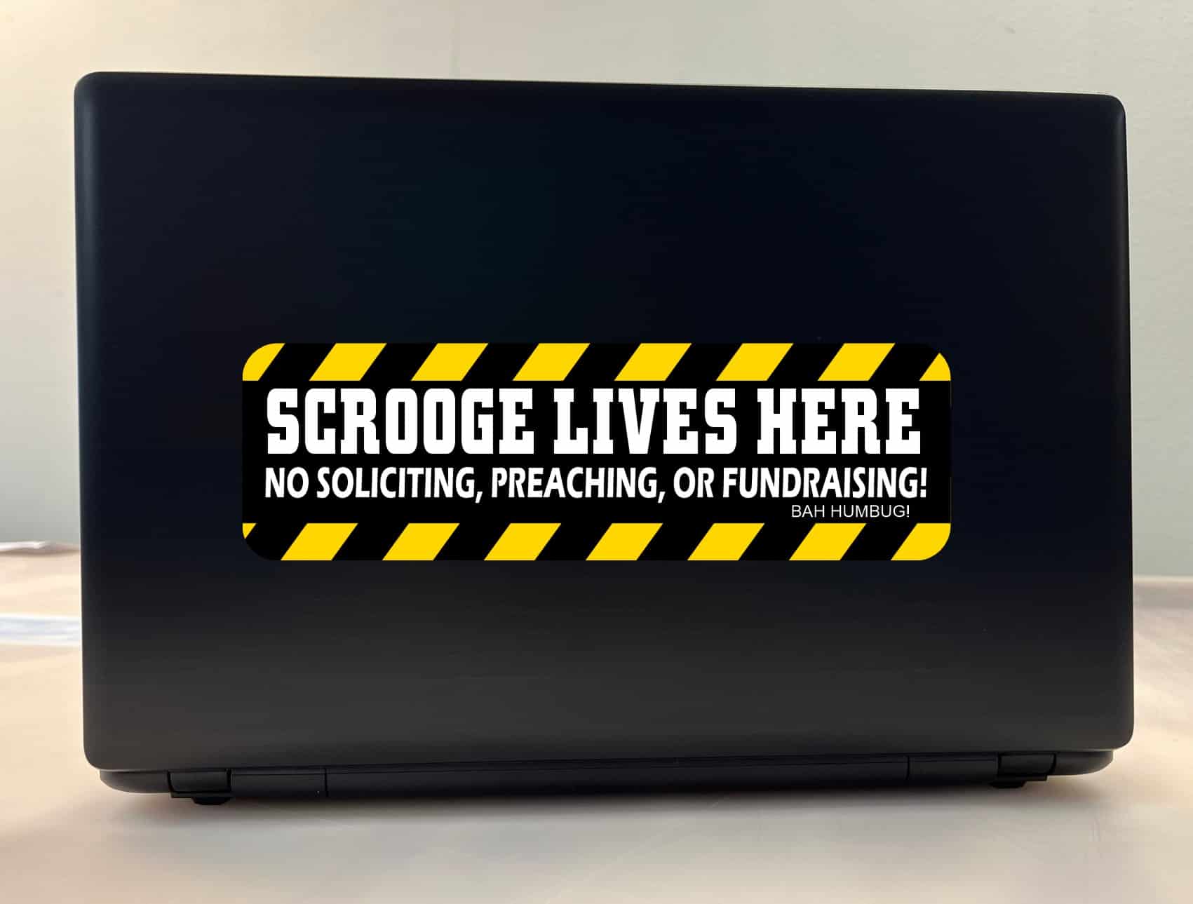 StickerTalk Scrooge Lives Here Vinyl Sticker, 10 inches x 3 inches