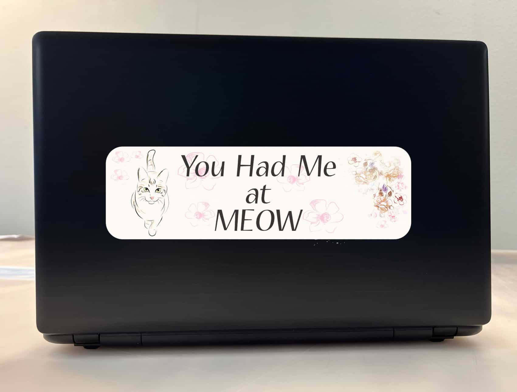 StickerTalk You Had Me at Meow Vinyl Sticker, 10 inches x 3 inch - Image 3