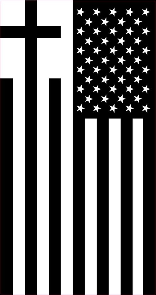 Black and White Cross American Flag Magnet