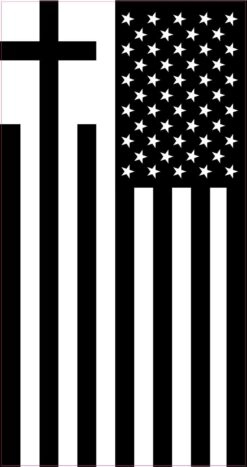 Black and White Cross American Flag Vinyl Sticker