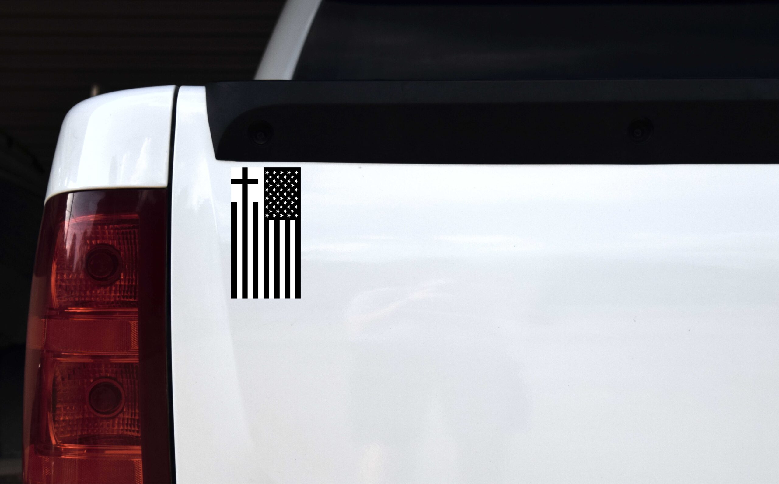 Black and White Cross American Flag Magnet