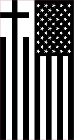 Black and White Cross American Flag Magnet