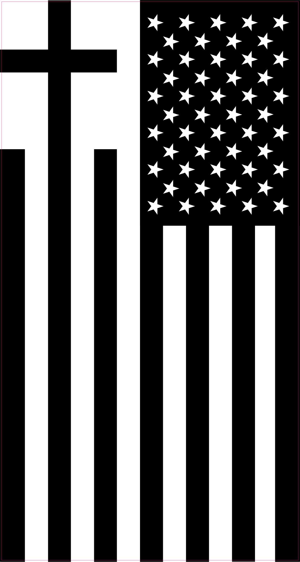 3.8in x 7in Black and White Cross American Flag Vinyl ...