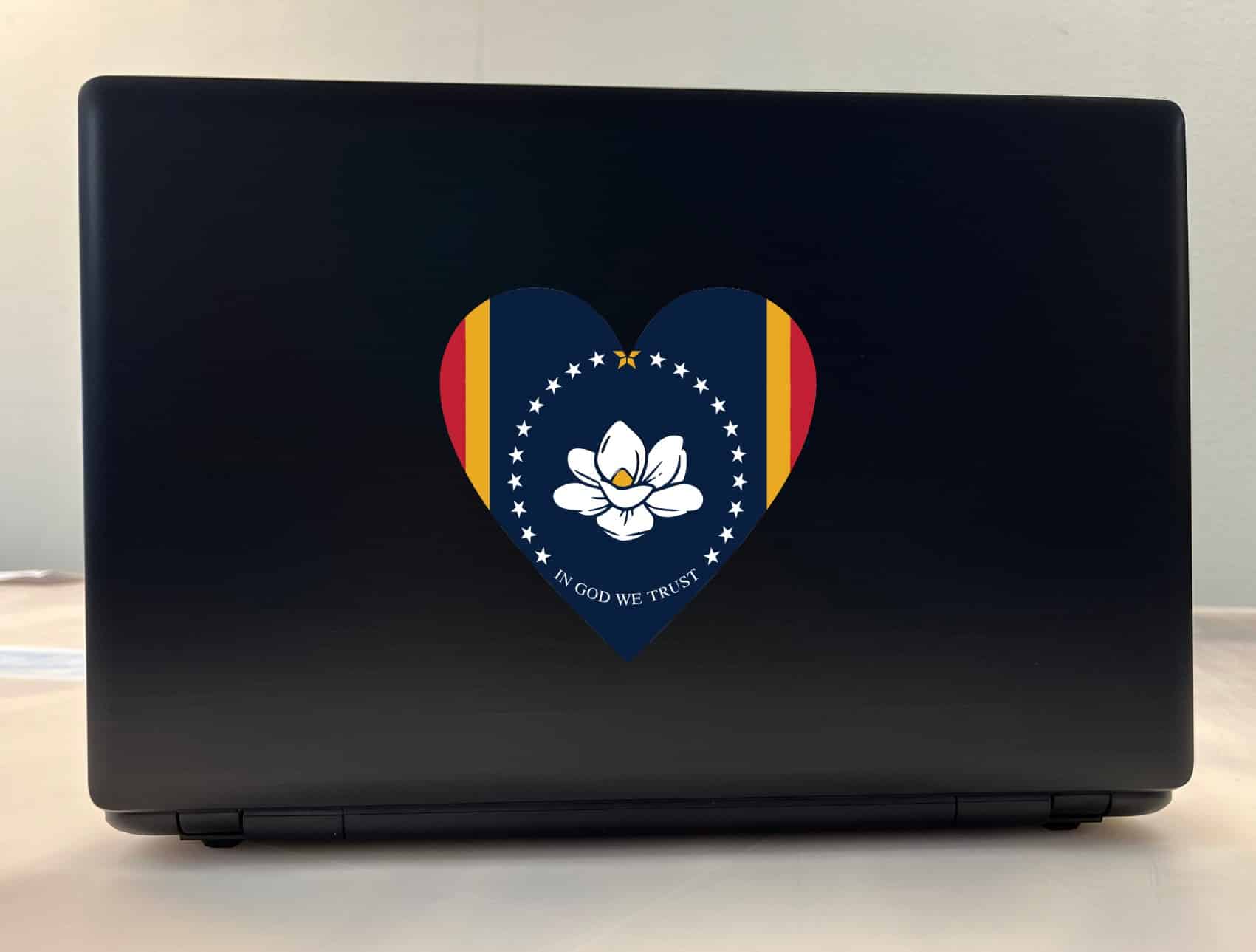 StickerTalk Heart Mississippi in God We Trust Flag Vinyl Sticker, 5 inches by 5 inches - Image 4