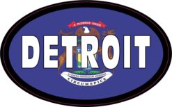 Flag Oval Detroit MI Vinyl Sticker