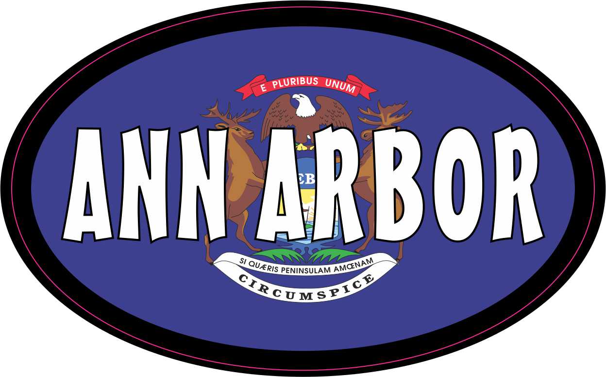 Flag Oval Ann Arbor MI Vinyl Sticker