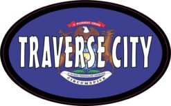 Flag Oval Traverse City MI Vinyl Sticker