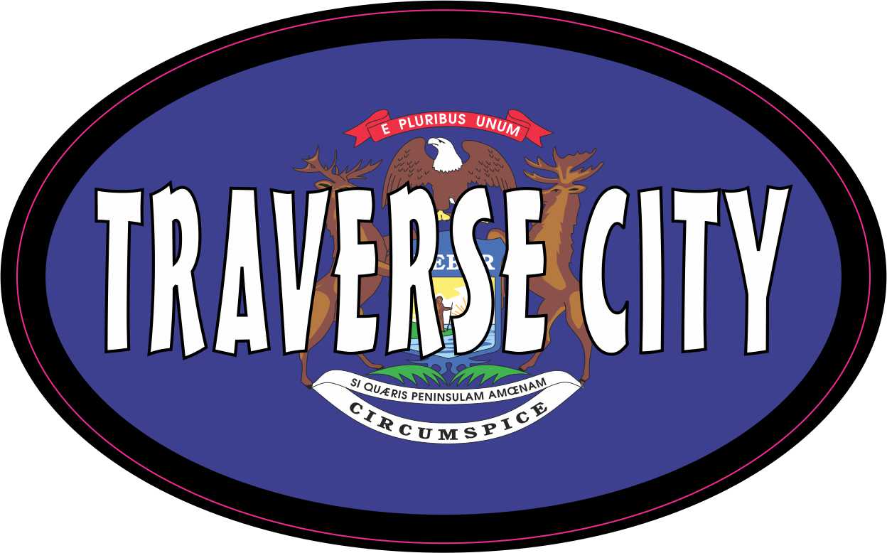 Flag Oval Traverse City MI Vinyl Sticker