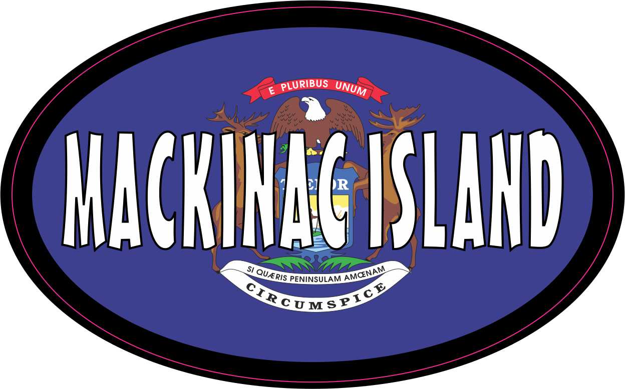 Flag Oval Mackinac Island MI Vinyl Sticker