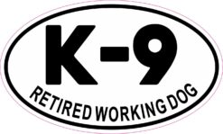 Oval K-9 Retired Working Dog Vinyl Sticker