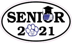 Blue Cougar Face Mask Senior 2021 Vinyl Sticker