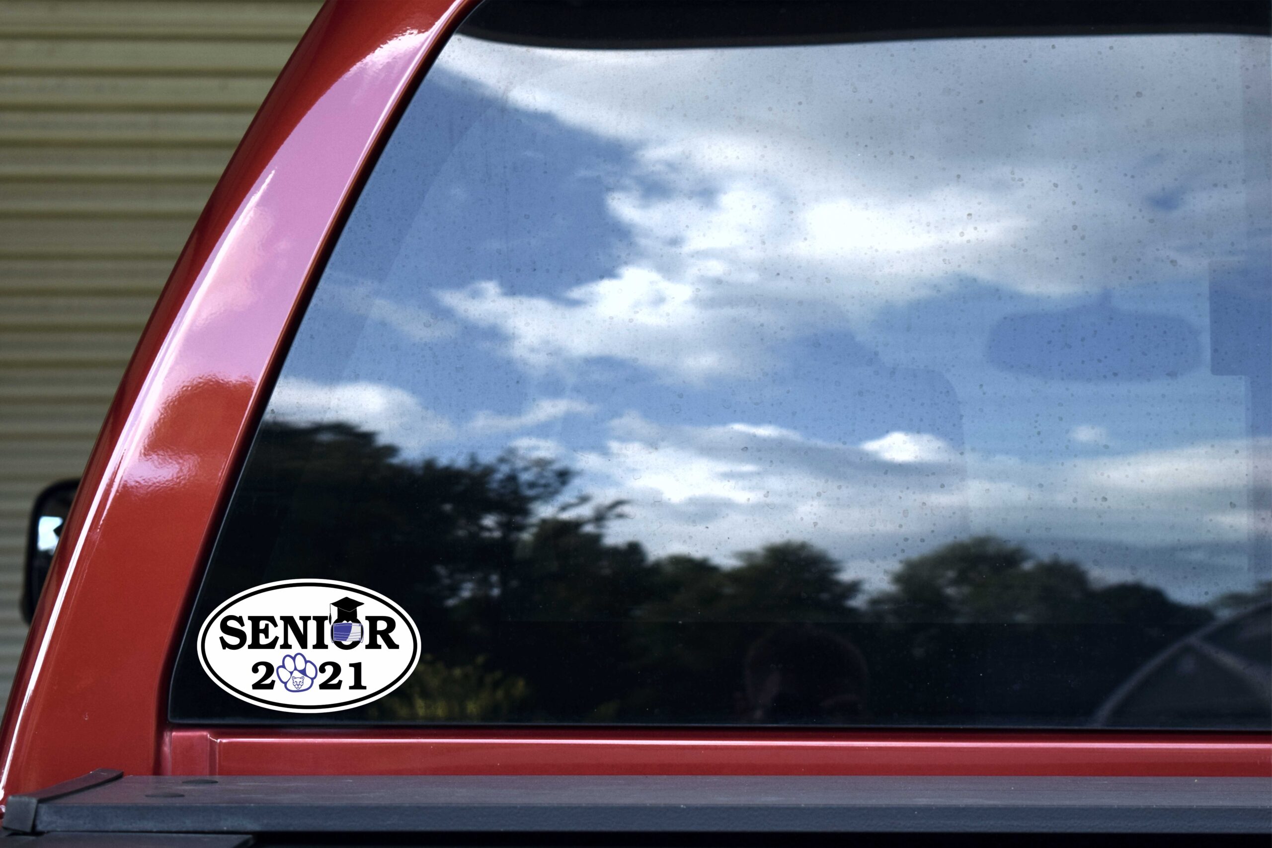 Blue Cougar Face Mask Senior 2021 Vinyl Sticker