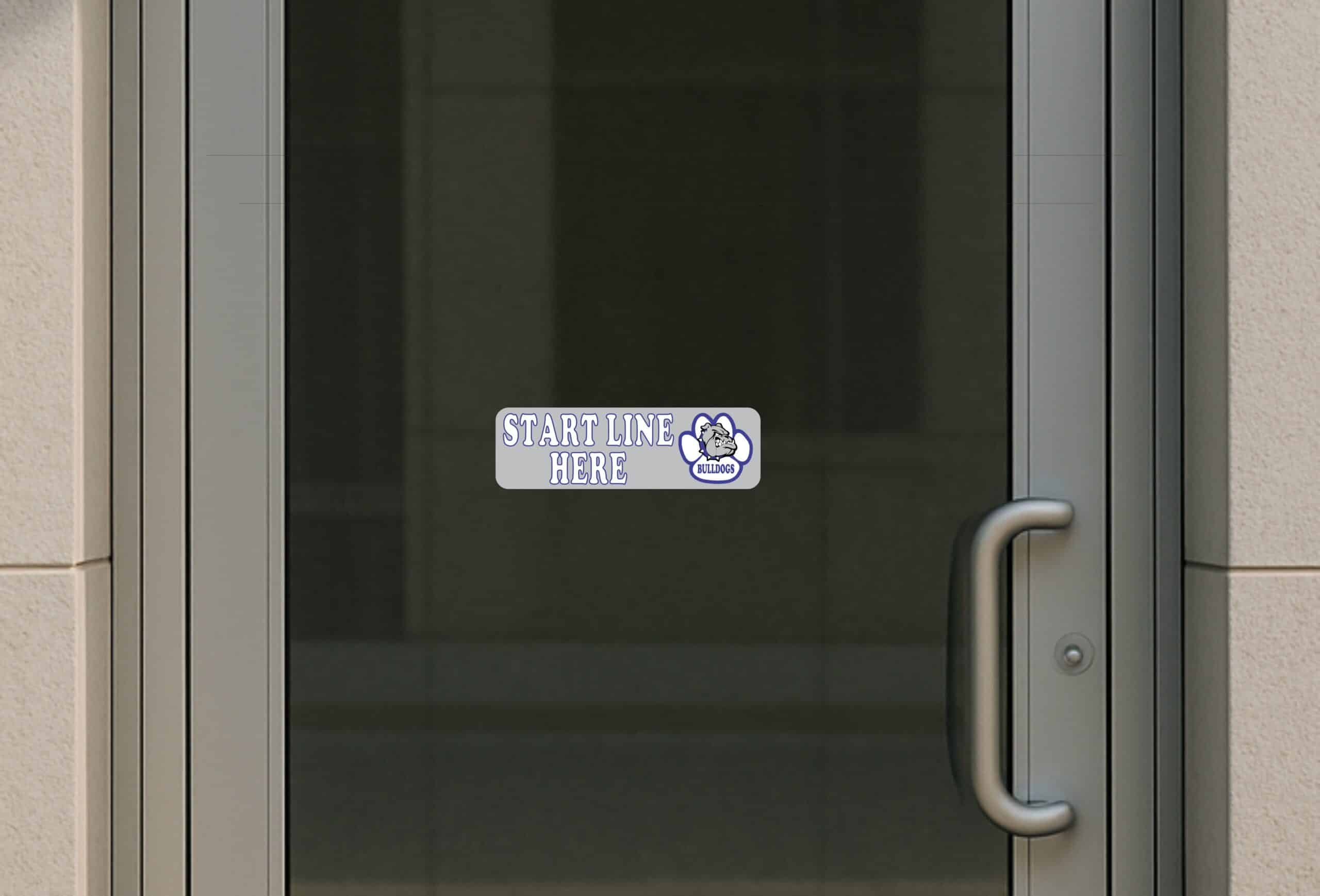 StickerTalk Blue Bulldog Start Line Here Vinyl Sticker, 10 inches x 3 inches