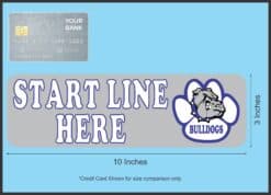 StickerTalk Blue Bulldog Start Line Here Magnet, 10 inches x 3 inches
